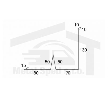 Pozinkované lemovanie bočné s rozrážačom vody 2m (rozvinutá šírka 415mm)